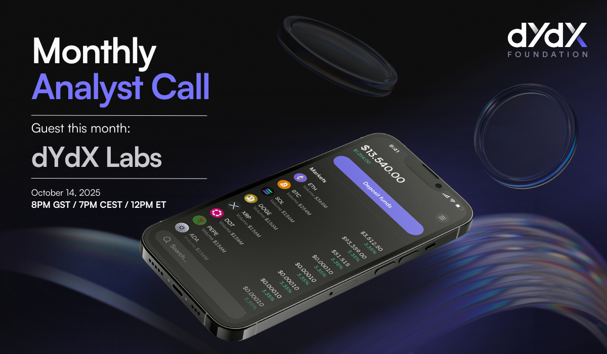 dYdX Foundation Hosts Analyst Call Highlighting Protocol Metrics, Token Updates and 2026 Roadmap (16 Oct)