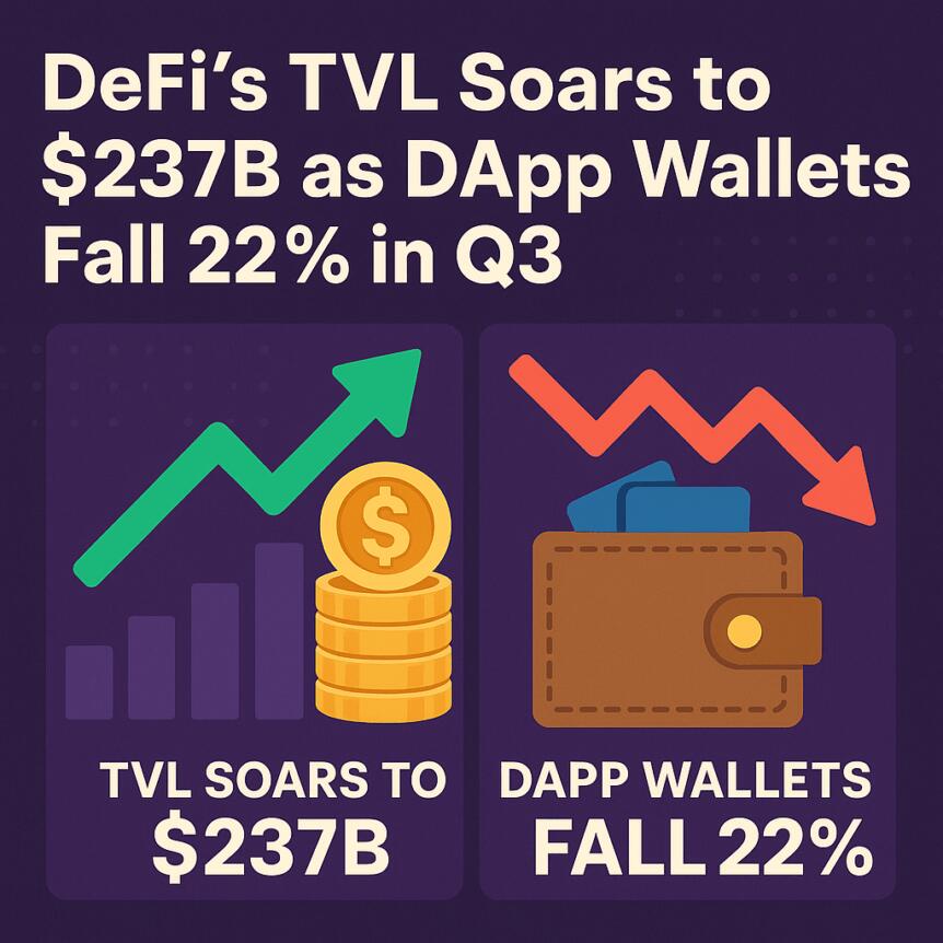 DeFi’s TVL Soars to $237B as DApp Wallets Fall 22% in Q3
