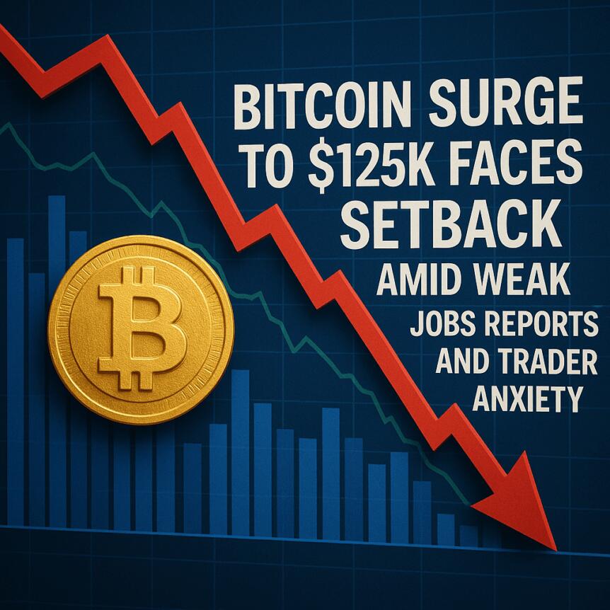 Bitcoin Surge to $125K Faces Setback Amid Weak Jobs Reports and Trader Anxiety