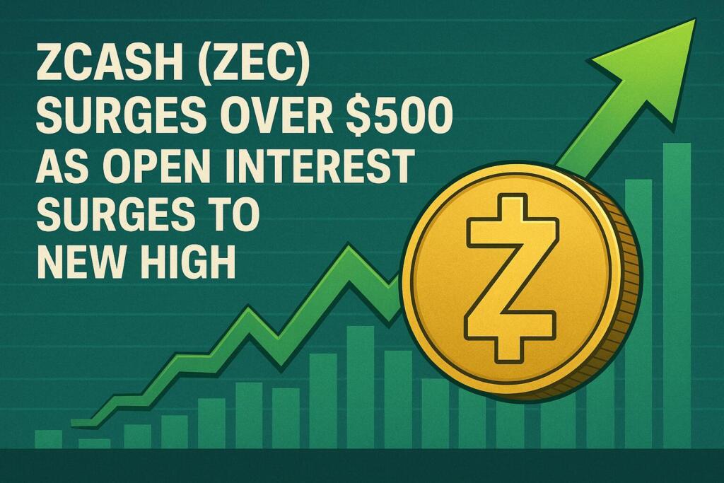 Zcash (ZEC) Surges Over $500 as Open Interest Surges To New High