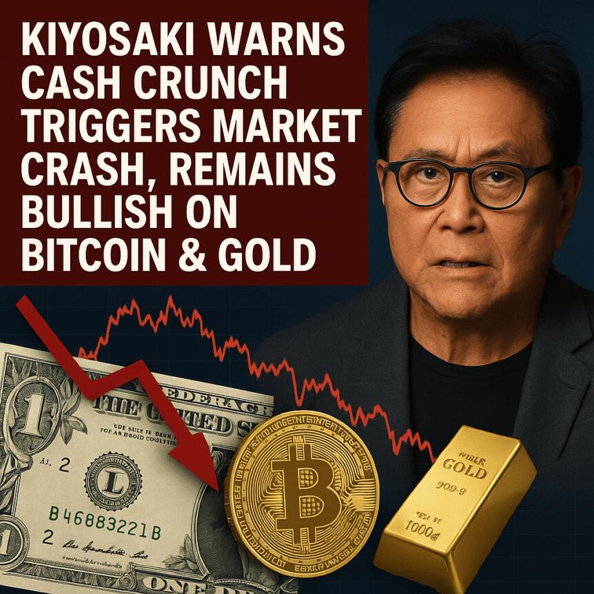 Kiyosaki Warns Cash Crunch Triggers Market Crash, Remains Bullish on Bitcoin & Gold