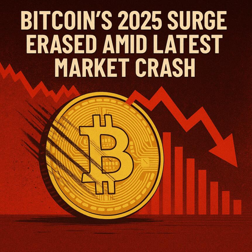 Bitcoin’s 2025 Surge Erased Amid Latest Market Crash