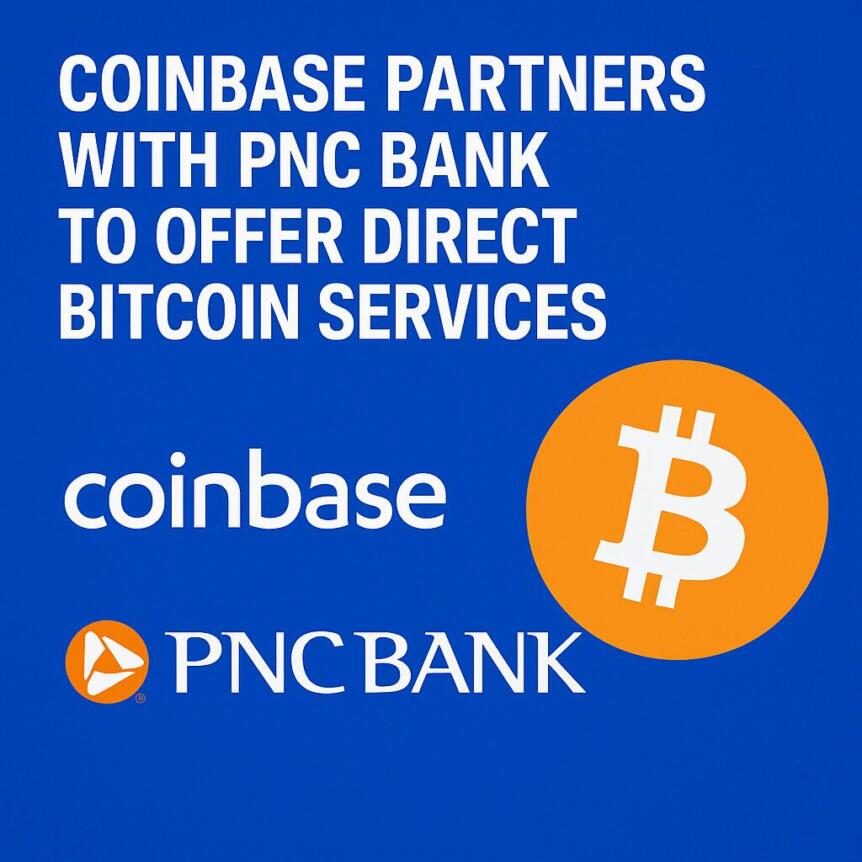 Coinbase Partners with PNC Bank to Offer Direct Bitcoin Services